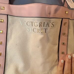 Victoria's Secret Pink and Cream Studded Canvas Tote